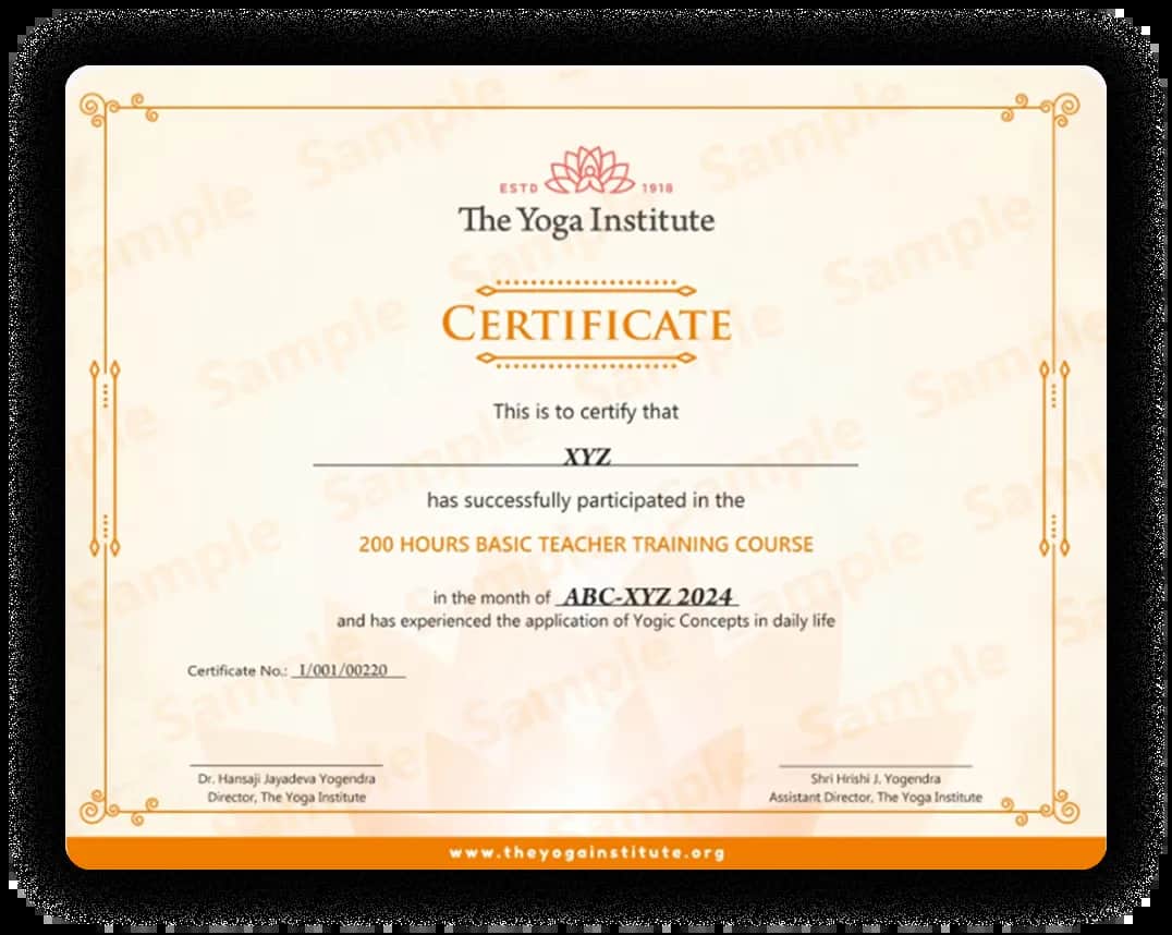 Yoga Institute Certificate